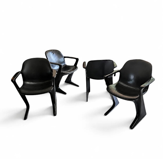 4 x Kangaroo Z-chair / Ernst Moeckl pour Horn Collection années 60 / Rembourrage cuir noir / Ernst Moeckl / (photo 12 of 19)