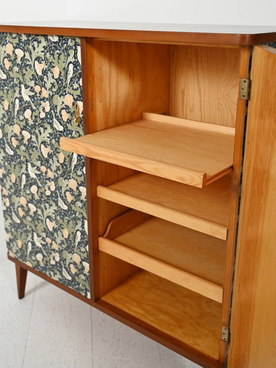 Image 1 of 1950s Scandinavian wallpapered cabinet