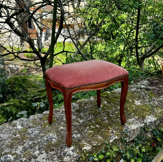 Grande poggiapiedi in stile barocco Luigi XV antico. – Poggiapiedi e pouf, Wood, Velvet, Bohemian (photo 8 of 8)