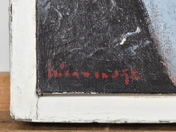 Image 1 of Helen Nieuwendijk (1946) - Krug mit zwei Ohren - 2001 - Acryl auf Marouflé - 33 x 27 cm