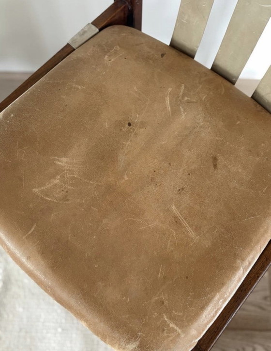 5x Vintage Harness Leather Chairs | Leather Seat | Wood, Dining chairs, Brown (photo 8 of 13)
