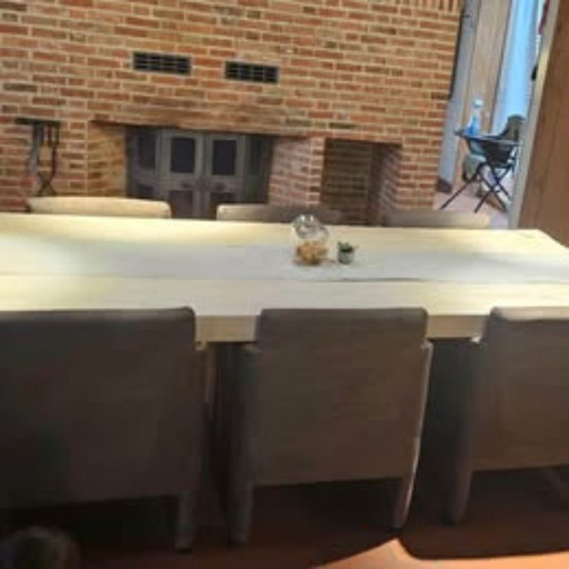 Dining room table with 6 chairs on wheels