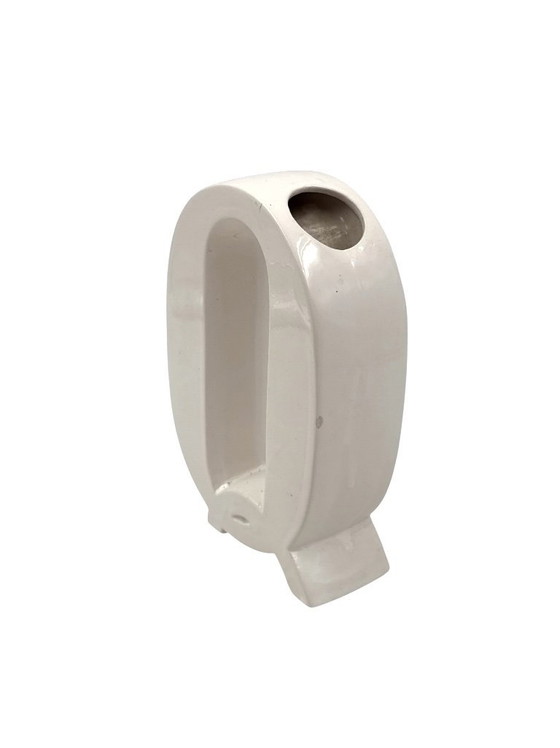 Image 1 of Space age white Q letter shaped ceramic solifleur vase, Marcel Radureau France ca. 1970