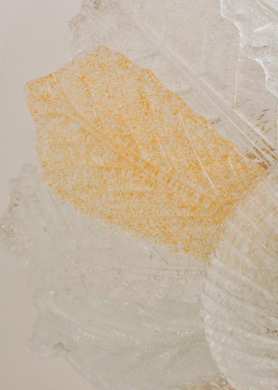 Grand Lustre Plafonnier en Verre de Murano Feuilles, Ambre Clair, Italien, Années 1970 – Metal, Murano Glass (photo 9 of 10)
