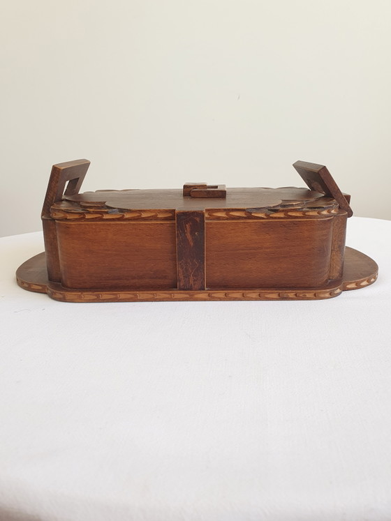 Oude Houten Doos Art Deco / Franse Volkskunst Rond 1920 – Decoratieve objecten, Wood (photo 3 of 10)