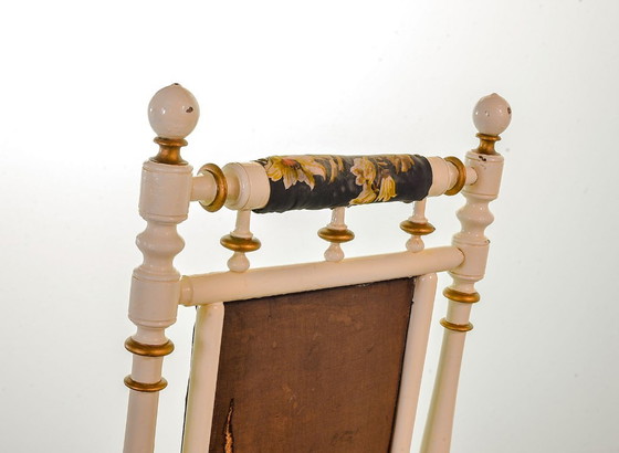 Image 1 of Sedia a dondolo vintage Dexter in stile vittoriano con piattaforma e molle a spirale. USA, anni '50.