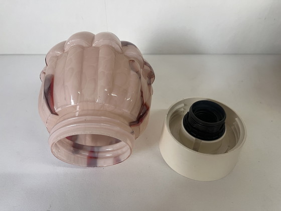 Image 1 of Thabur Plafondlamp Roze Gemarmerd Art Deco Jaren 30 Vintage