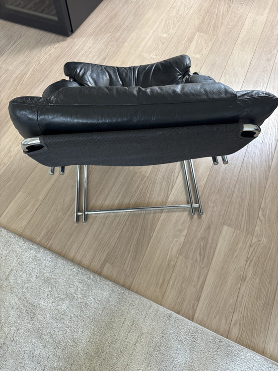 Fauteuil inclinable/salon vintage en cuir avec structure chromée – Chrome, Leather (photo 5 of 5)