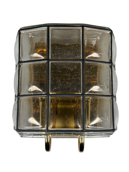 60er 70er Jahre Wandlampe Wall Sconce Glashütte Limburg Germany Glas & Metall