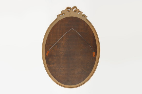 Image 1 of Oval shaped carved gilded Baroque mirror with beveled glass, Belgium  