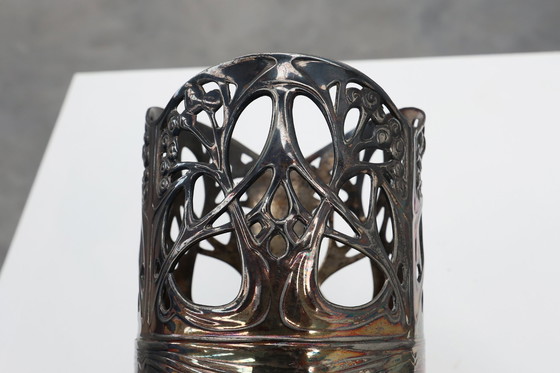 Image 1 of Jugendstil Weinflaschenhalter aus Zinn, gemarkt Urania 1075, ca. 1910