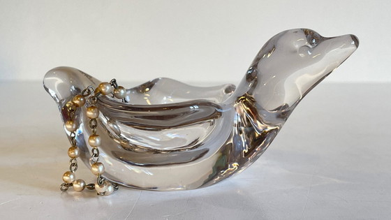 Image 1 of Vassoio portaoggetti vintage a forma di rondine in cristallo