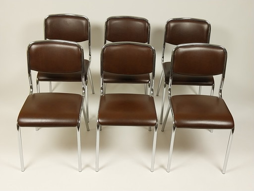 6 x Vintage Chairs in Skai Leather, 1970s