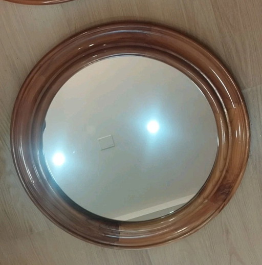 Runder Teakholzspiegel im Mid-Century-Design