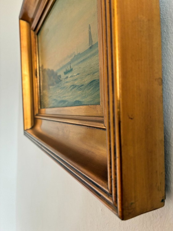 Antique Signed Sailing Ship Seascape Oil Painting – Paintings & Drawings, Wood (photo 18 of 26)