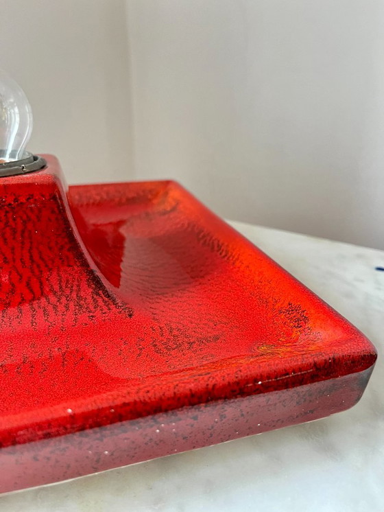 Image 1 of Vintage Square Red Ceramic Fat Lava Wall Lamp by Hustadt Leuchten, Germany, 1970s