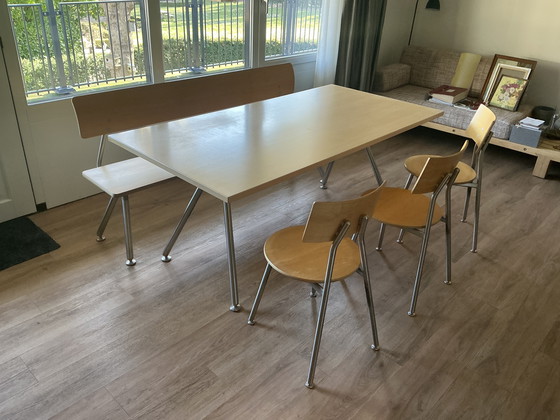 Image 1 of Bulthaup Kitchen Table With Bench And 3 Chairs