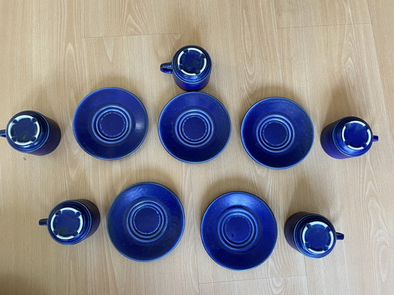 Image 1 of 5 Blue Vintage Cups and Saucers Suisse Langenthal and 3 Loose Cups
