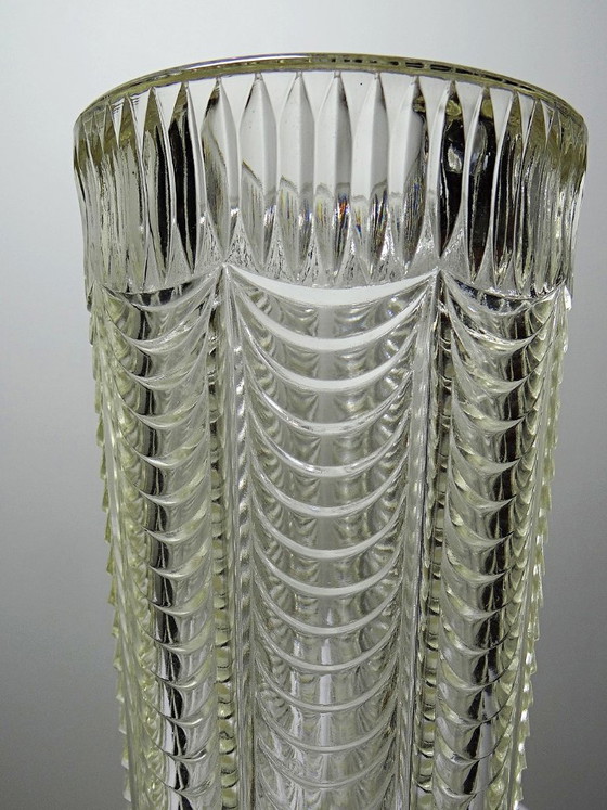 Image 1 of Grande vaso italiano in vetro stampato, con decorazioni a drappeggio, vintage anni '60.