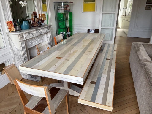Piet Hein Eek Table – Original Scrapwood – Complete Set (table + benches + chairs)