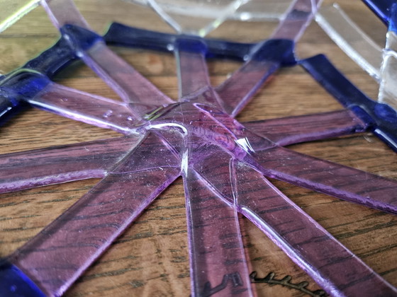 Image 1 of Bol unique en verre fusionné fait main – Design géométrique (Ø 30,5 cm)