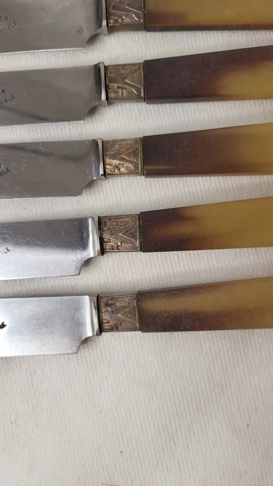 12 coltelli in bachelite con lama in acciaio – Set di posate, Art Deco (photo 6 of 9)