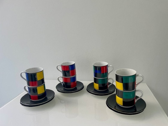 Image 1 of Tazze e piattini postmoderni (8 pezzi) - colorblocking