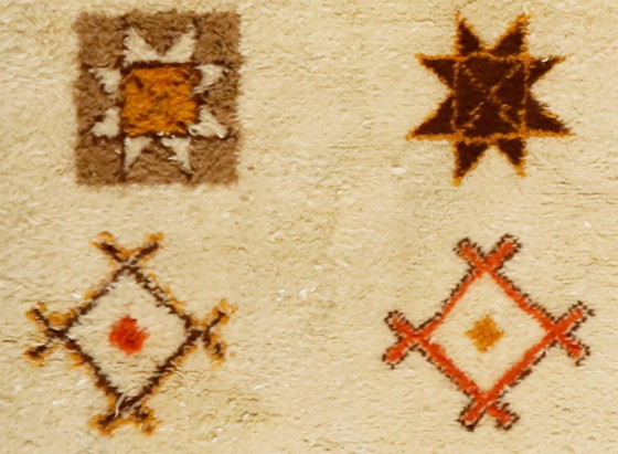 Image 1 of Large Vintage Turkish Tulu Rug – High-Pile Cream & Orange Wool Shaggy Carpet 334 x 242 cm