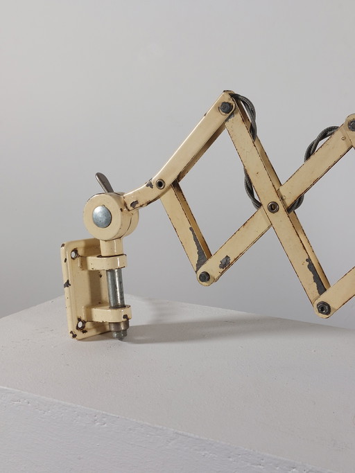 Vintage scissor lamp, workshop lamp, wall lamp, metal