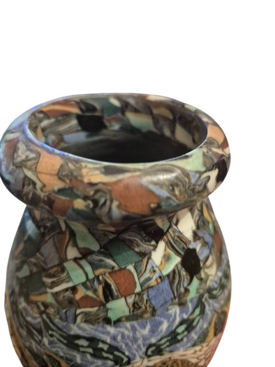 Keramische Vaas met Meerkleurige Abstracte Patronen, jean germino, Vazen, Keramiek, Blauw (foto 12 van 14)