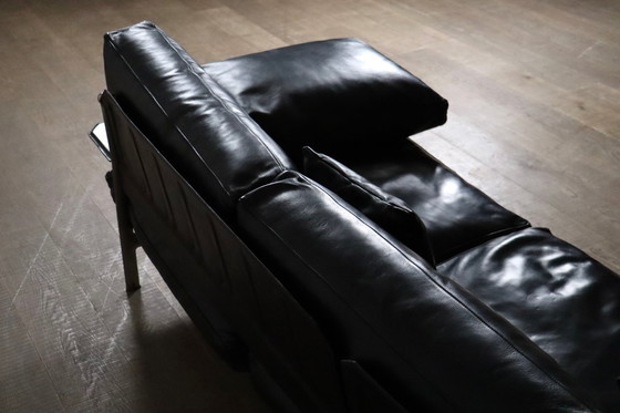Image 1 of Dreisitzer-Sofa Diesis aus schwarzem Leder von Antonio Citterio für B&B Italia, 1970er Jahre