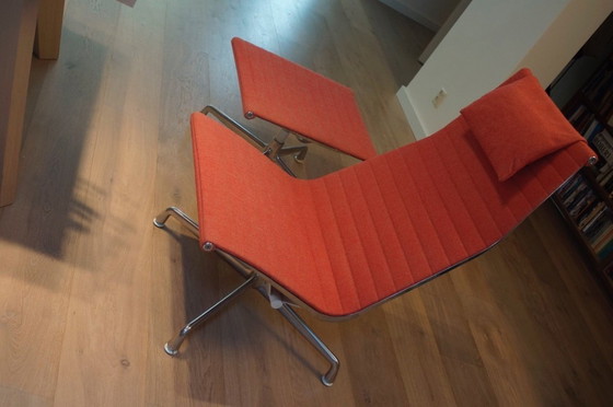 Image 1 of Eames aluminum Lounge chair with footstool coral red as new