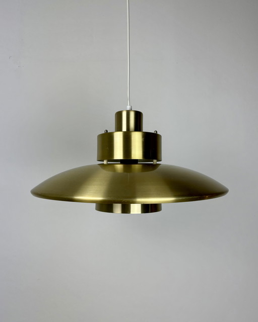 Danish Modern Brass Pendant Lamp, Sputnik Design, Space Age, 70s, Industrial Design, Minimalist, 1970s, UFO