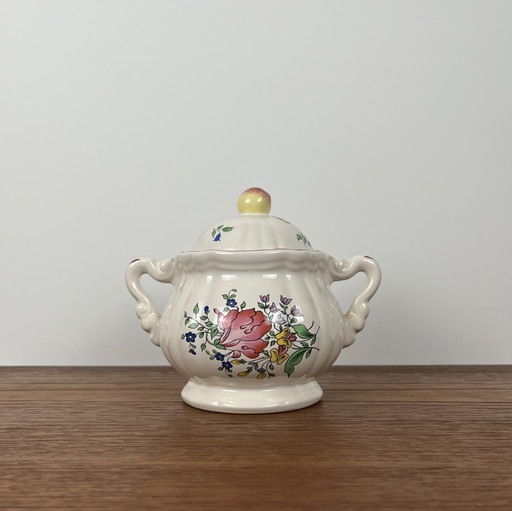 Antique Lunéville Sugar Bowl, Réverbère Model, 1887