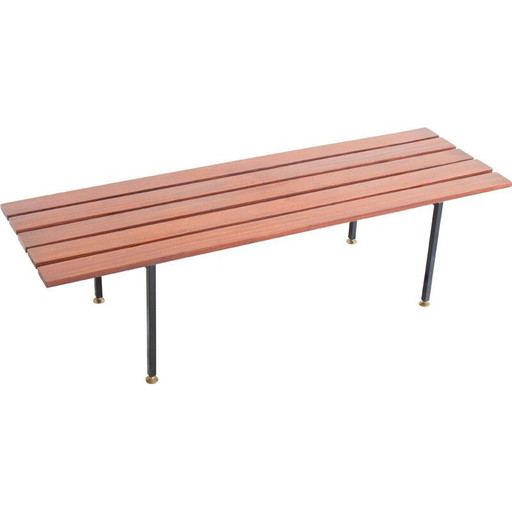 Banc vintage en palissandre et métal, Italie 1970