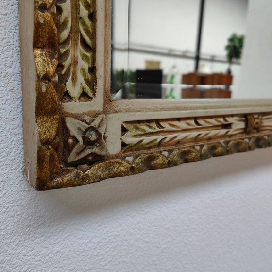 Image 1 of Mesa consola de pared, mesa auxiliar con tapa de mármol y espejo