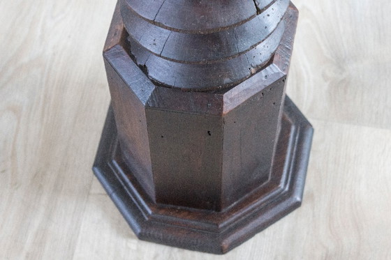 Image 1 of 19th-century French wine press screw on pedestal - Authentic and decorative