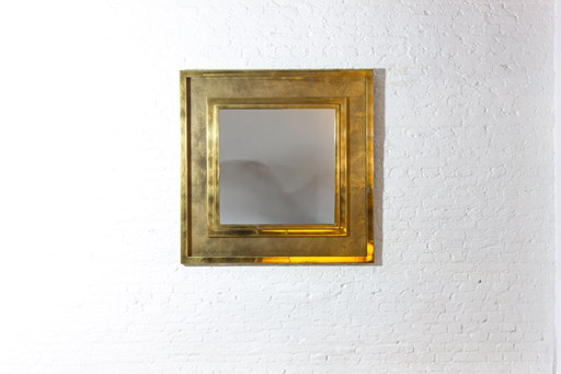 Large Brass Etched Regency Mirror by Belgochrom, 1970s