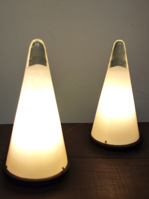Pair of Gusto Tosso Lamps for Leucos 1977 – tafellampen, Glass, Murano Glass (photo 2 of 5)