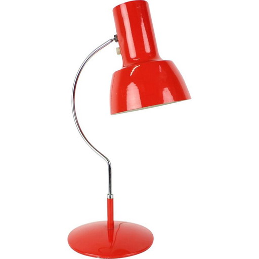 Lámpara vintage de latón rojo y cristal de Josef Hůrka para Napako, Checoslovaquia 1970