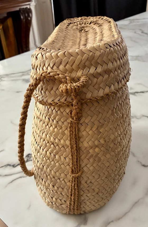 Cesta de pescador, palma trenzada, Marruecos – Fabrication artisanale, Decoración de pared, Wicker (photo 5 of 7)