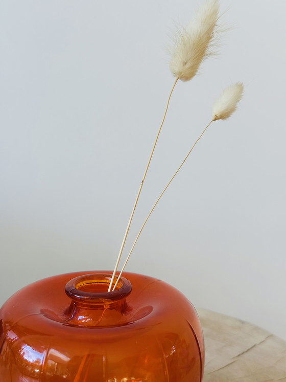 Image 1 of A.D. Copier orange pressed glass vase – Leerdam Glass Factory, ca. 1945 | iconic model