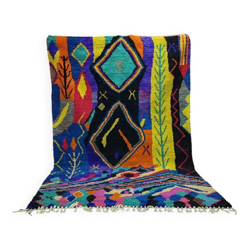 Tapis berbère Boujaad du Maroc en laine – 317 × 200 cm – motifs losanges