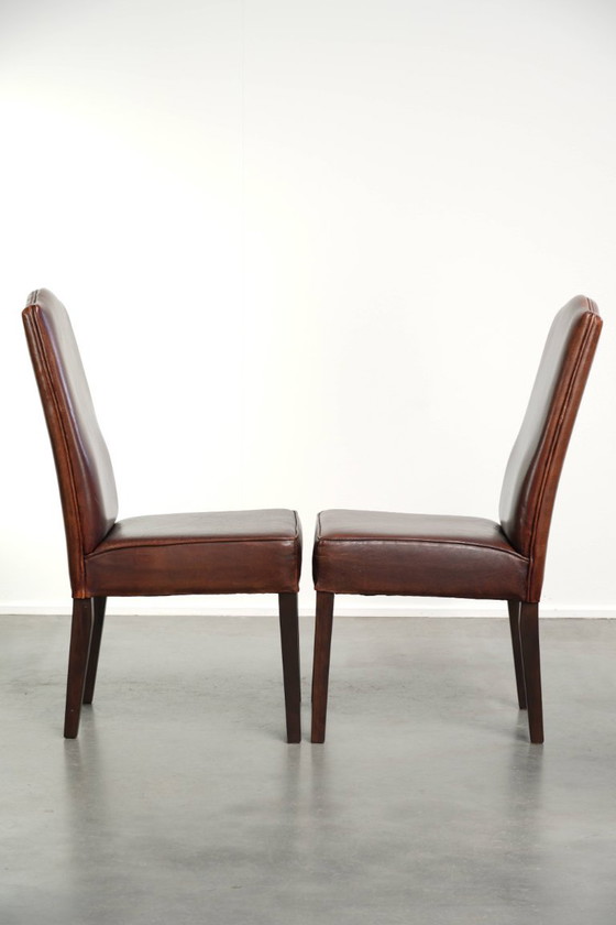 6x Bonitas Y Cómodas Sillas de comedor De Piel De Oveja De Estilo Inglés – Leather, Klassiek (photo 3 of 15)