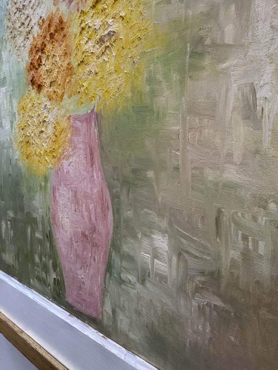 Image 1 of Olieverfschilderij op canvas, chrysanten, 1965