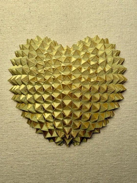 Image 1 of 3D Geometric Heart Wall Art – Gold Heart