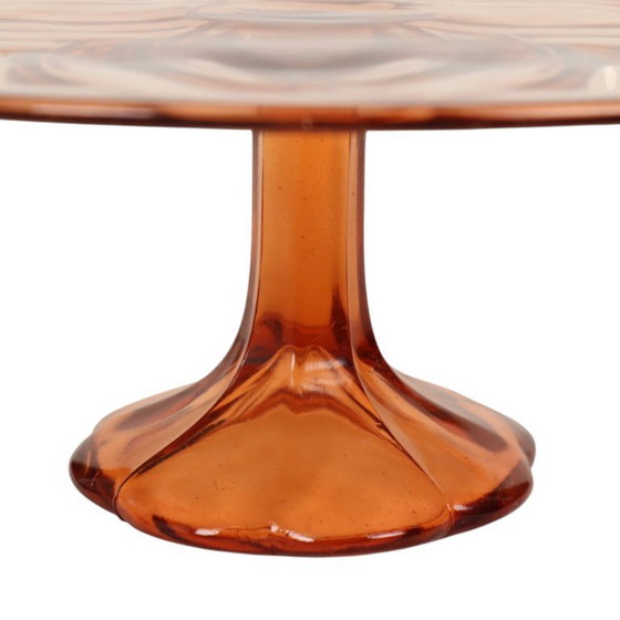 Image 1 of Piatto da torta Art Déco rosa e arancione