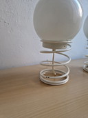 2x Vintage Tafellamp Spiraalveer Met Bol - Space Age Design