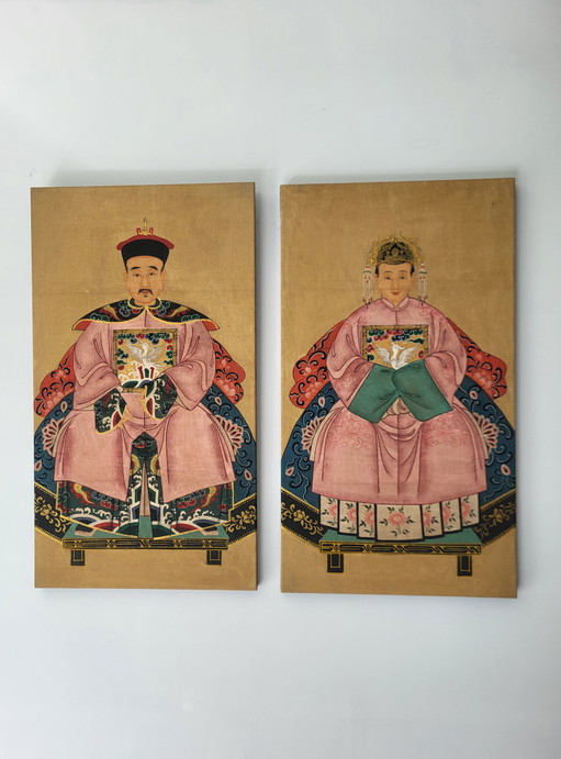 2x Chinese Ancestors portraits