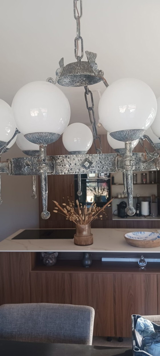 Lampadario Vintage in Ferro Battuto Anni '50 – Iron, Glass (photo 11 of 12)